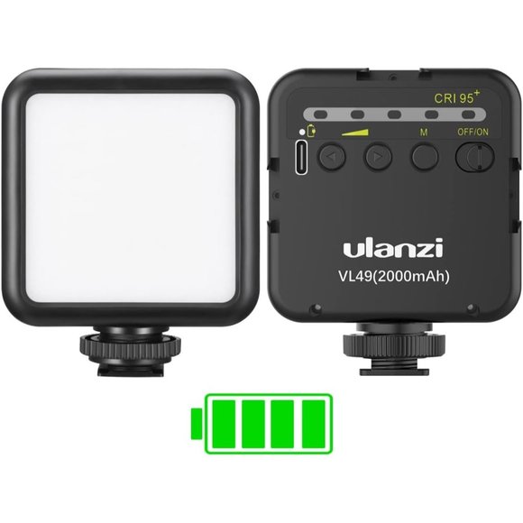 ULANZI VL49 2000mAh LED Video Light w 3 Cold Shoe Rechargeable Soft Light Panel - Picture 1 of 7